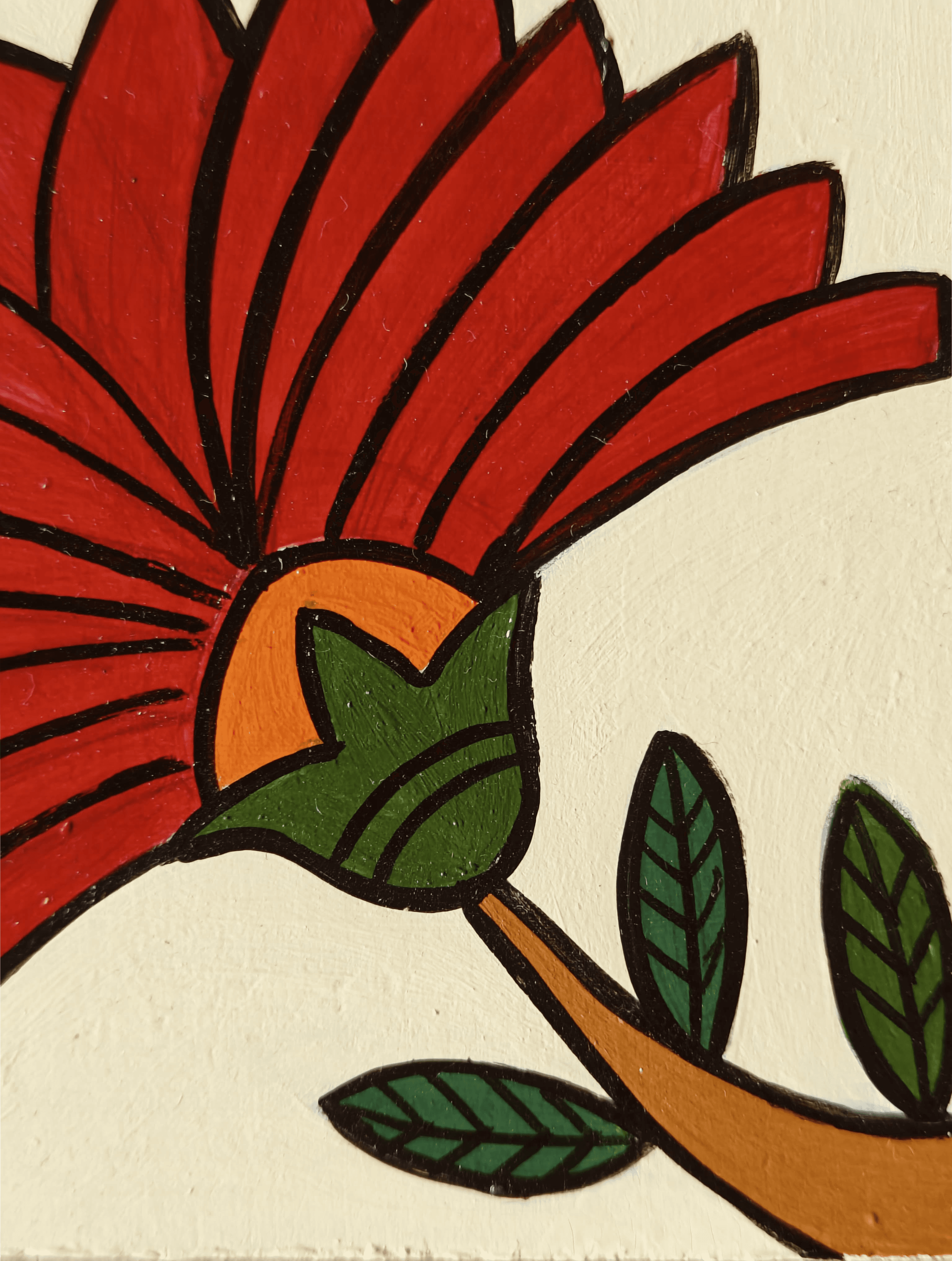 Red Flower Wooden Wall Plate view 2